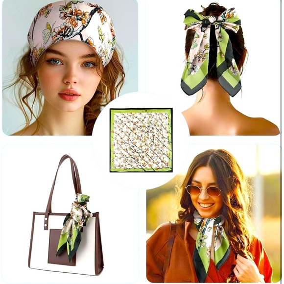 Square Satin Head Scarves Satin Silk Sleeping Scarf Neck Wrap Headscarf - Picture 1 of 6